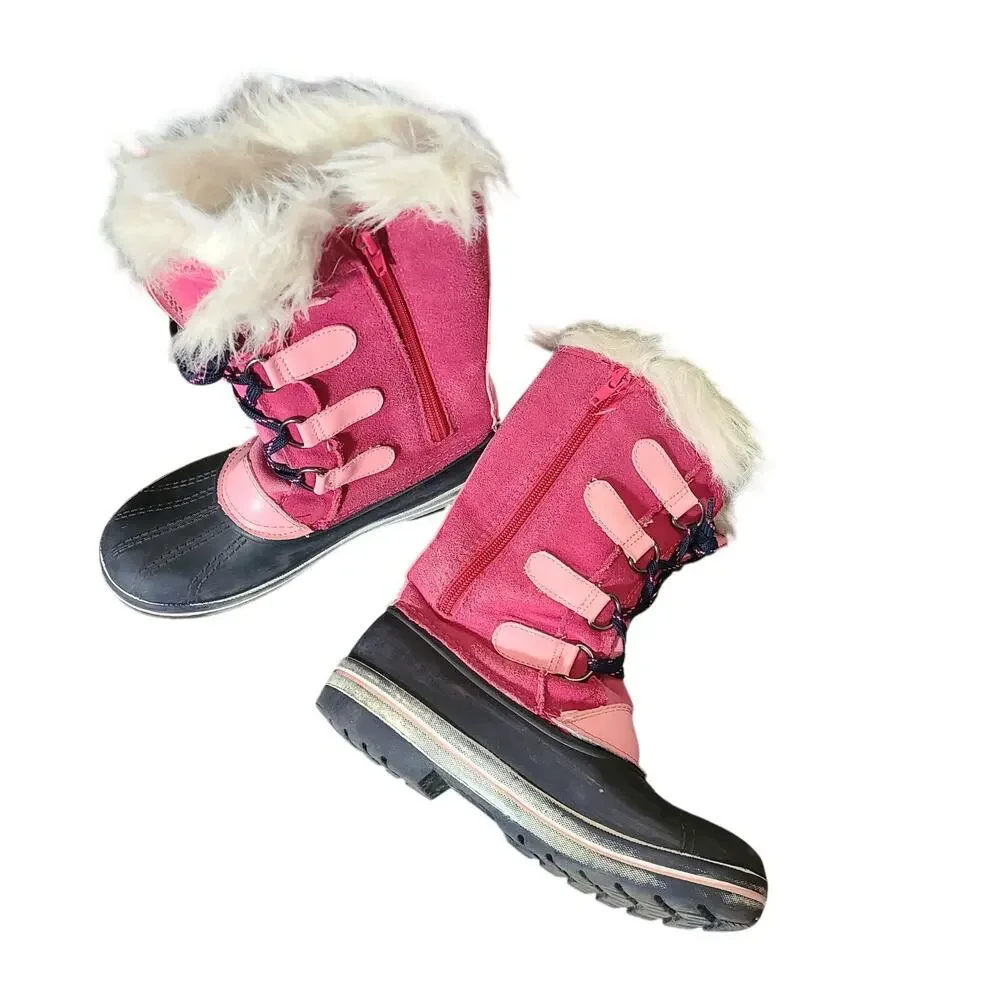 Ozark Trail‎ Hot Pink Suede Faux Fur Winter Snow Boots Girls 3 Pink